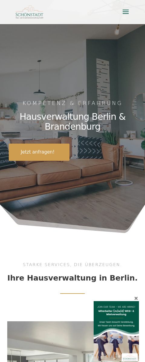 Das Bild zeigt einen Mobile Screenshot der vorgestellten Website