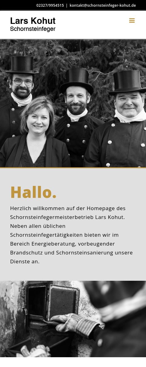 Das Bild zeigt einen Mobile Screenshot der vorgestellten Website