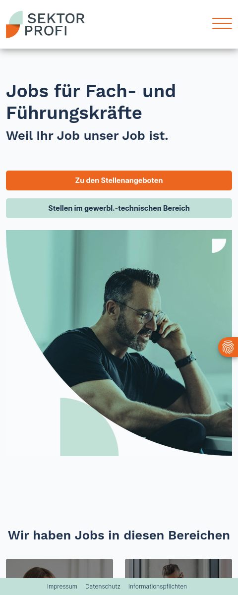 Das Bild zeigt einen Mobile Screenshot der vorgestellten Website
