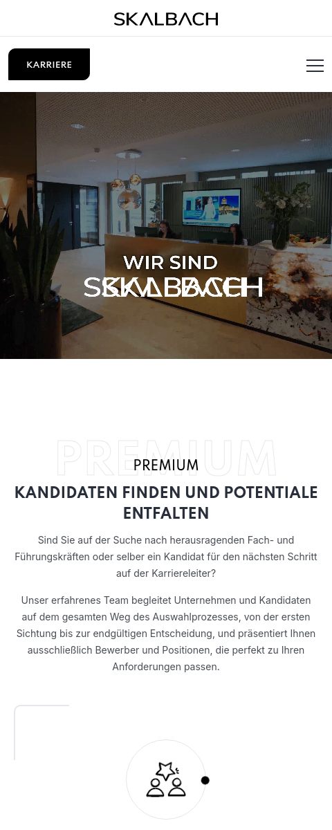 Das Bild zeigt einen Mobile Screenshot der vorgestellten Website