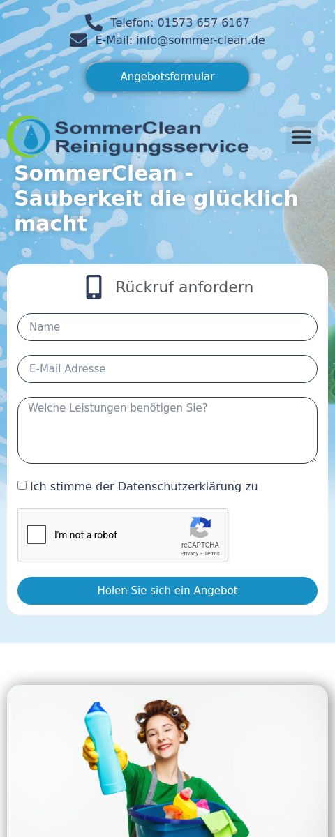 Das Bild zeigt einen Mobile Screenshot der vorgestellten Website