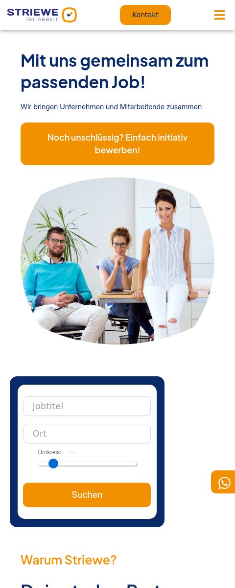 Das Bild zeigt einen Mobile Screenshot der vorgestellten Website