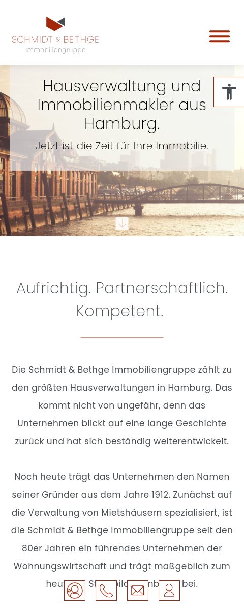 Das Bild zeigt einen Mobile Screenshot der vorgestellten Website