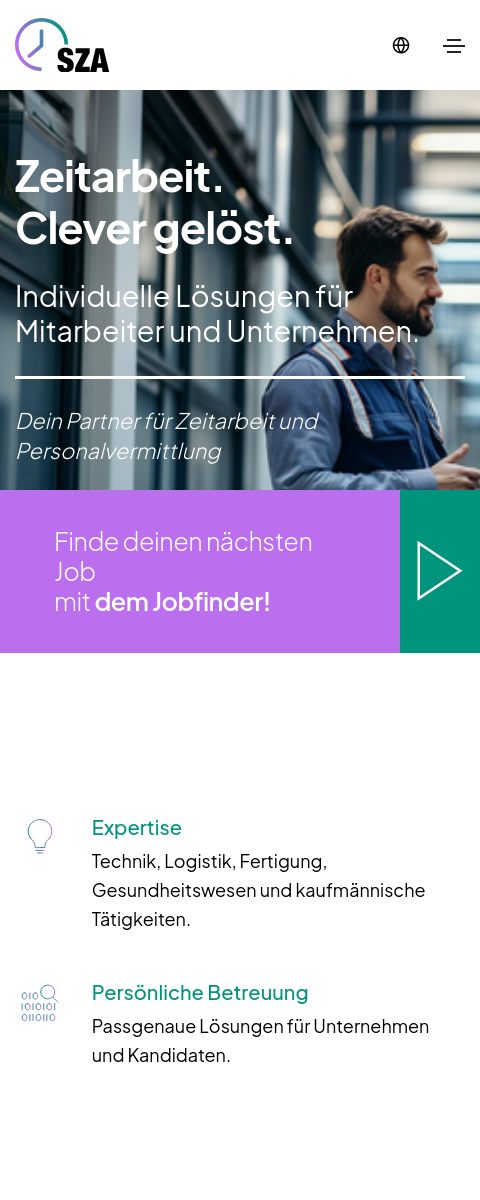 Das Bild zeigt einen Mobile Screenshot der vorgestellten Website