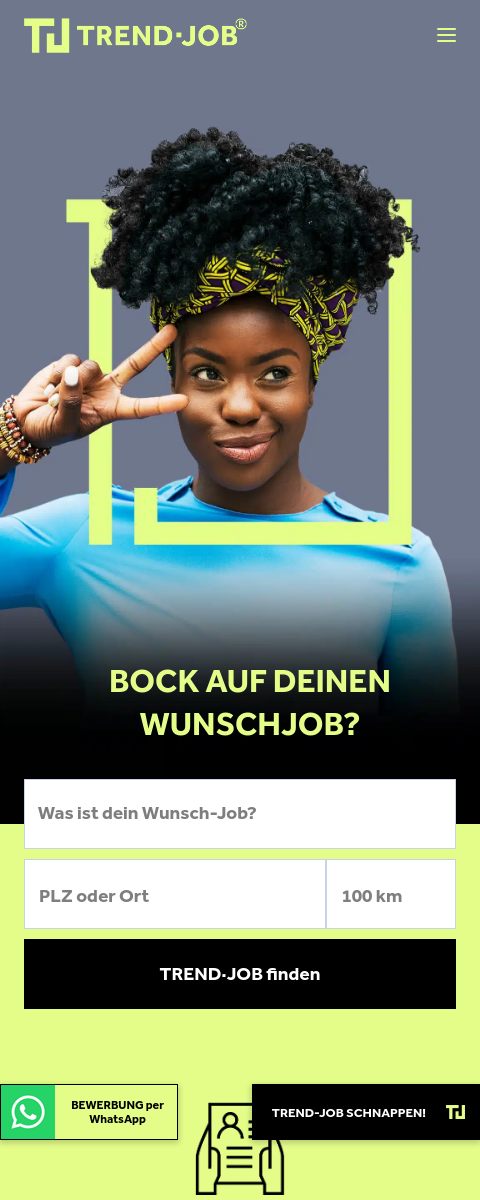 Das Bild zeigt einen Mobile Screenshot der vorgestellten Website