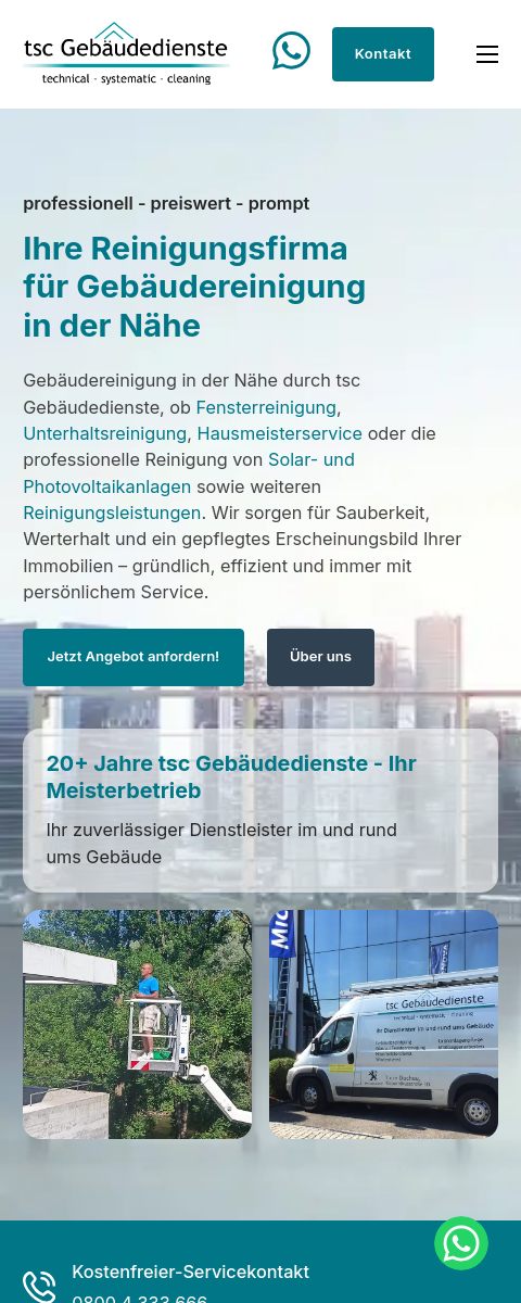 Das Bild zeigt einen Mobile Screenshot der vorgestellten Website