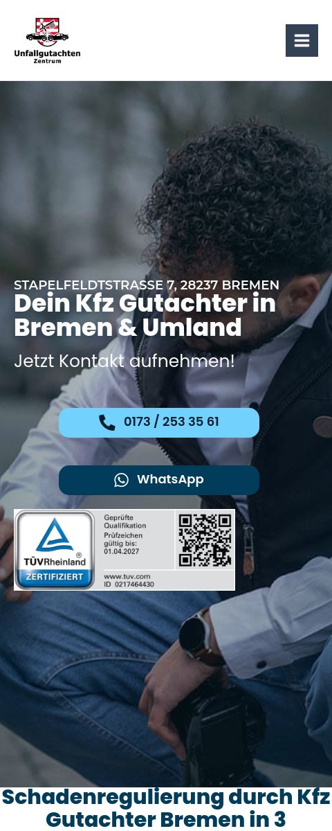 Das Bild zeigt einen Mobile Screenshot der vorgestellten Website