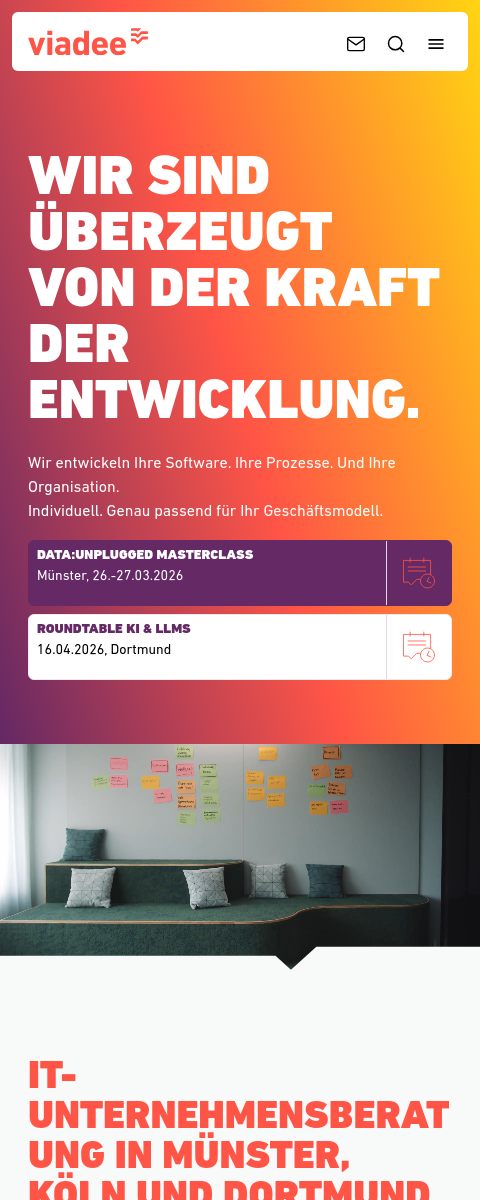Das Bild zeigt einen Mobile Screenshot der vorgestellten Website