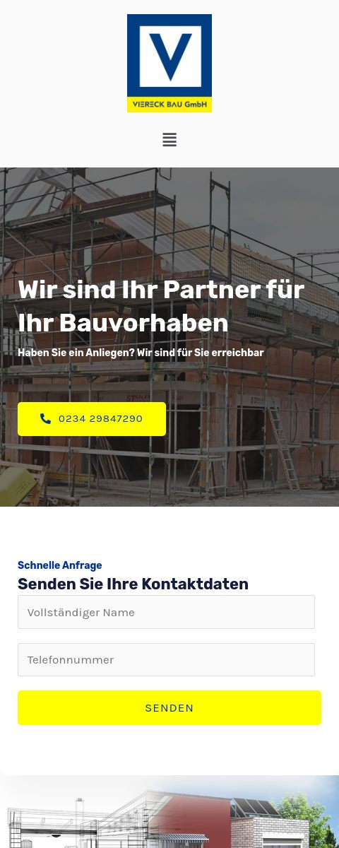 Das Bild zeigt einen Mobile Screenshot der vorgestellten Website