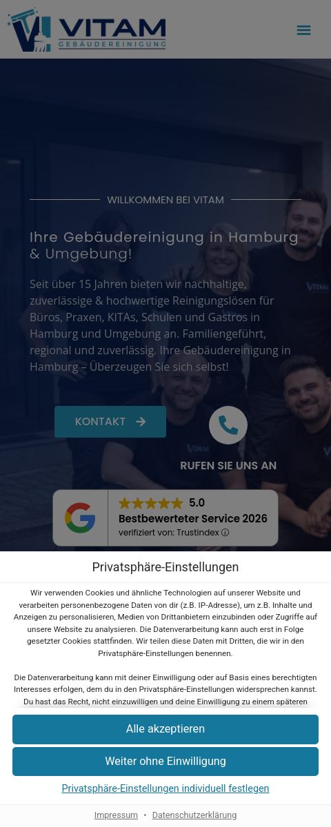 Das Bild zeigt einen Mobile Screenshot der vorgestellten Website