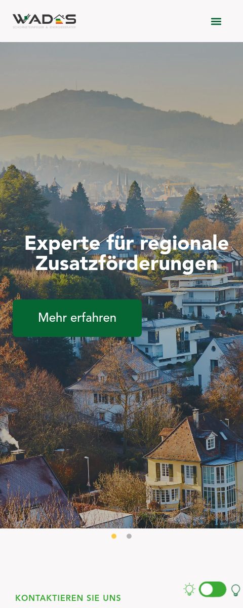 Das Bild zeigt einen Mobile Screenshot der vorgestellten Website