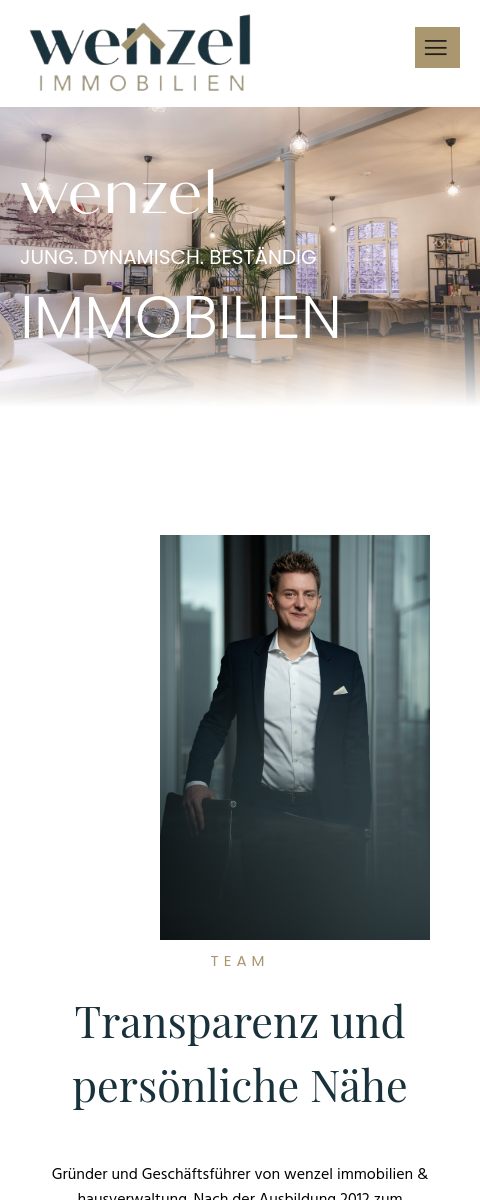 Das Bild zeigt einen Mobile Screenshot der vorgestellten Website