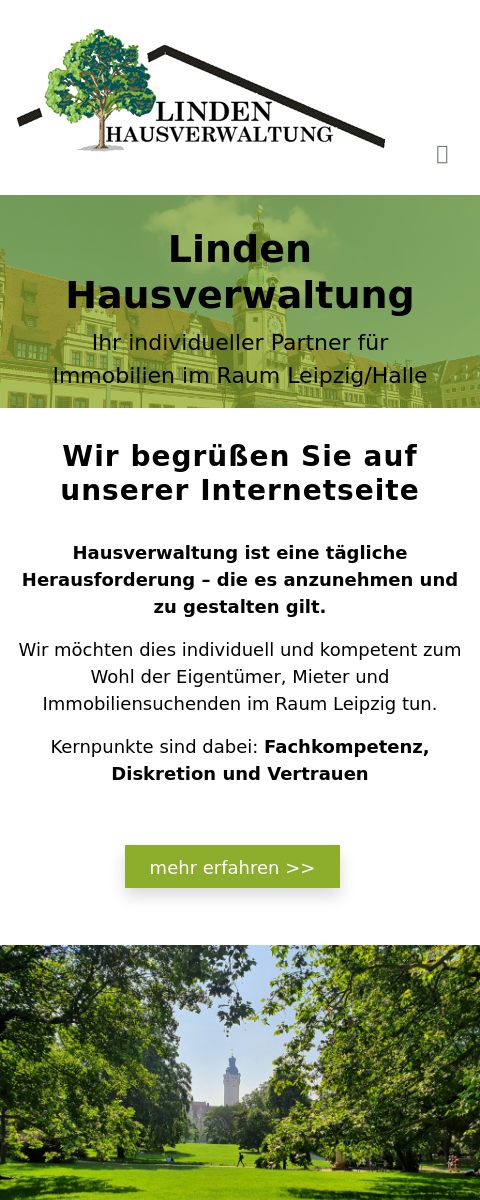 Das Bild zeigt einen Mobile Screenshot der vorgestellten Website