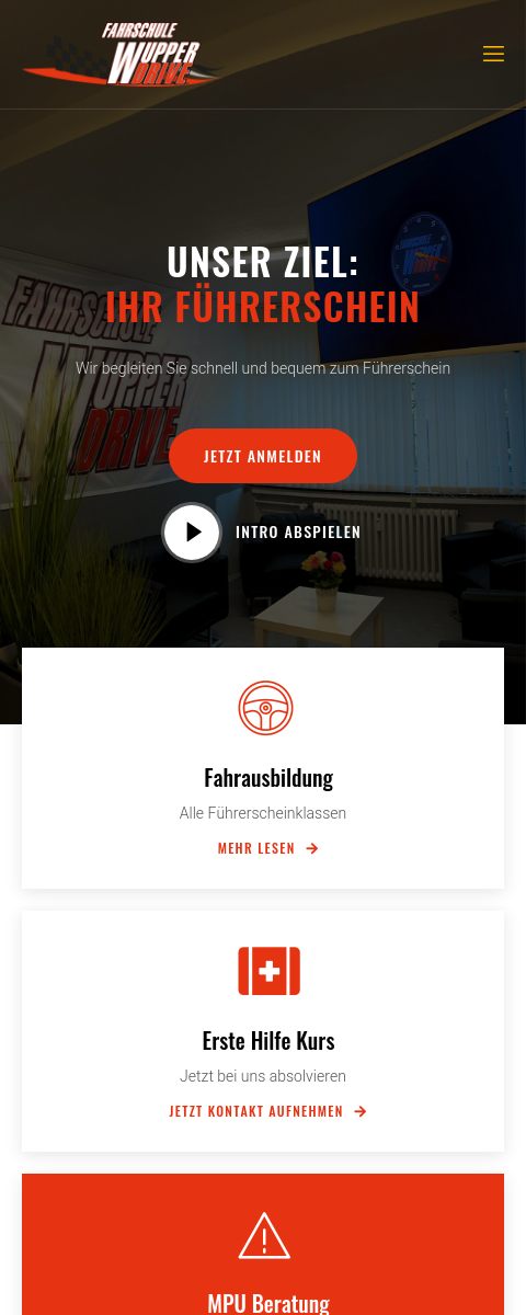 Das Bild zeigt einen Mobile Screenshot der vorgestellten Website