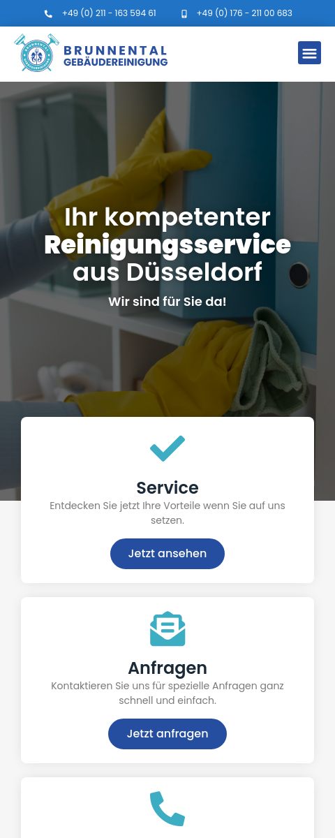 Das Bild zeigt einen Mobile Screenshot der vorgestellten Website