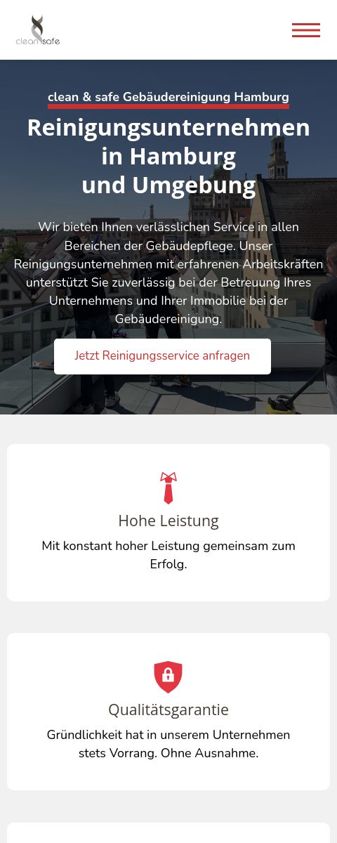 Das Bild zeigt einen Mobile Screenshot der vorgestellten Website