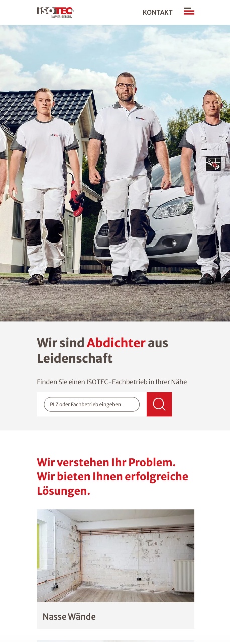 Das Bild zeigt einen Mobile Screenshot der vorgestellten Website