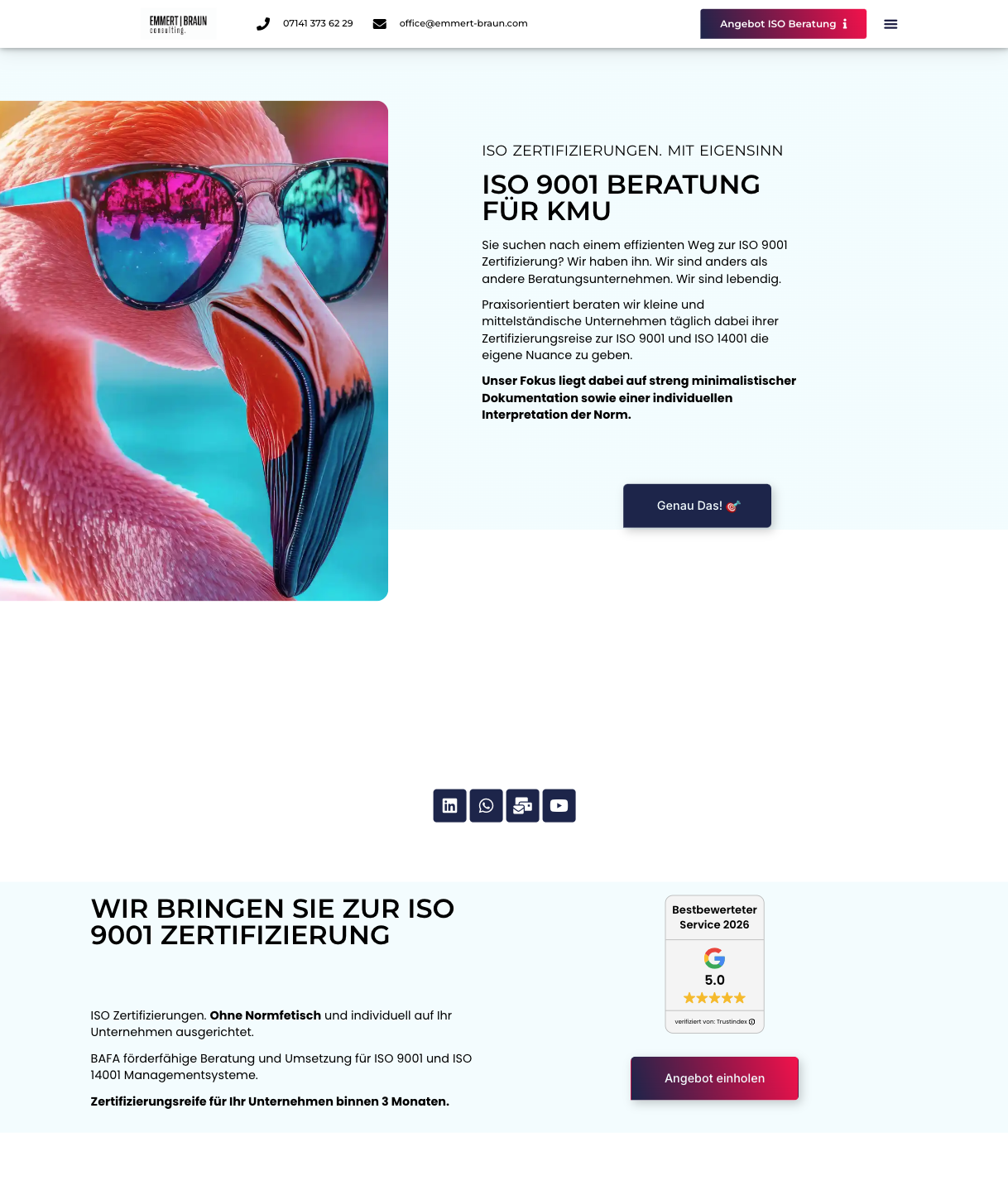 Das Bild zeigt einen Desktop Screenshot der vorgestellten Website