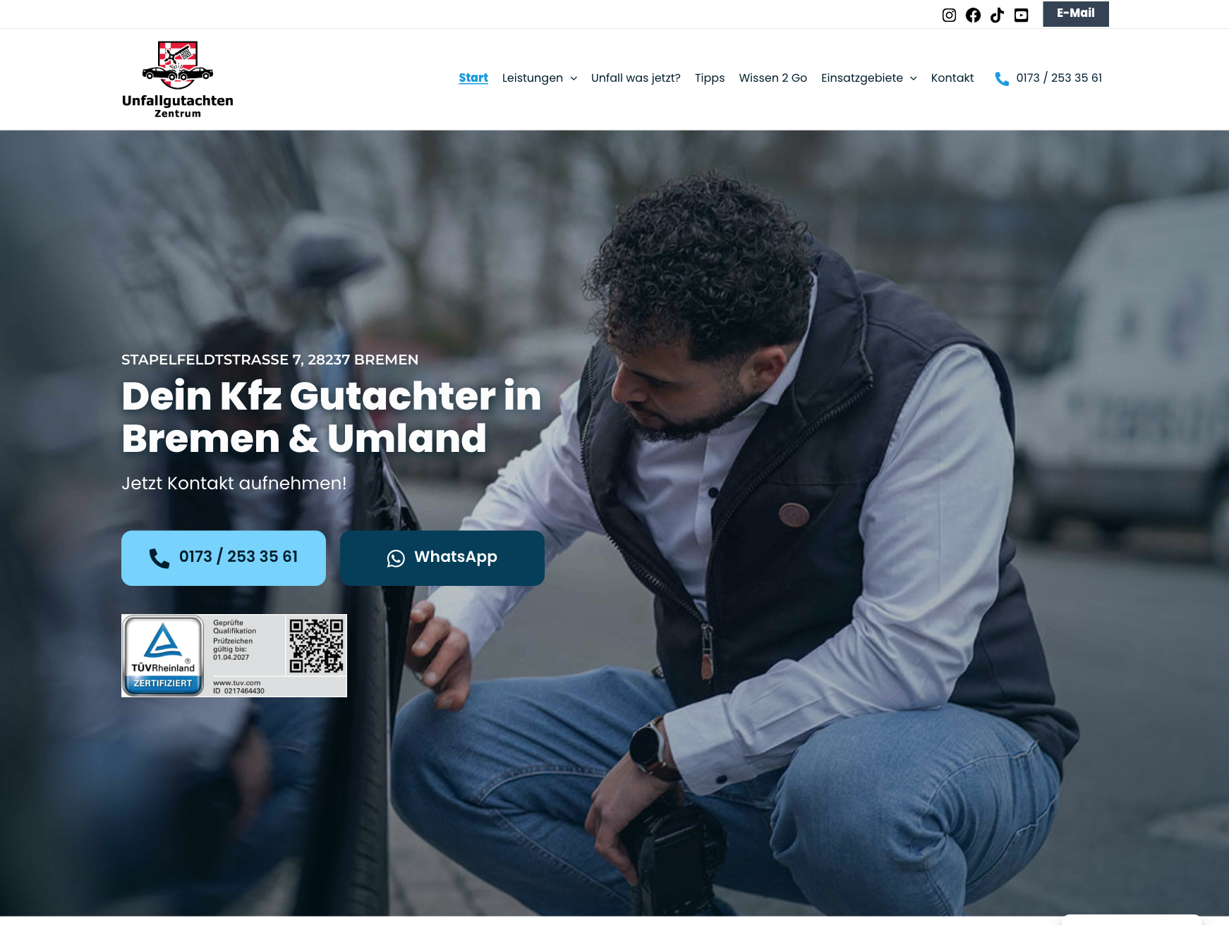 Das Bild zeigt einen Desktop Screenshot der vorgestellten Website