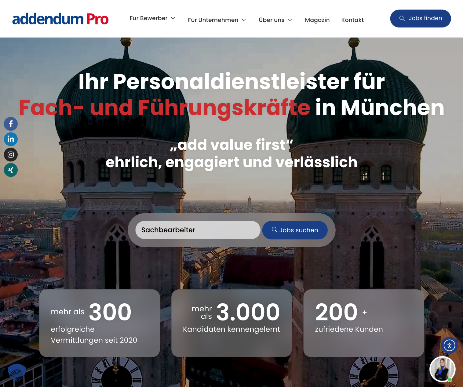 Das Bild zeigt einen Desktop Screenshot der vorgestellten Website