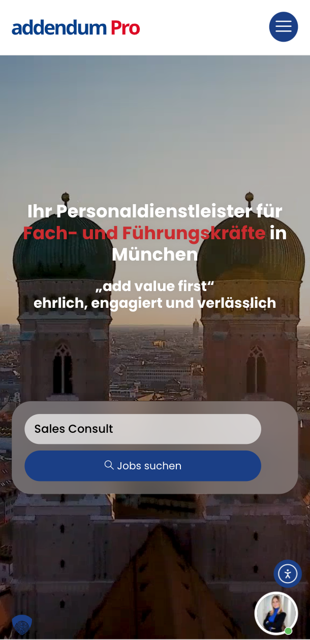 Das Bild zeigt einen Mobile Screenshot der vorgestellten Website