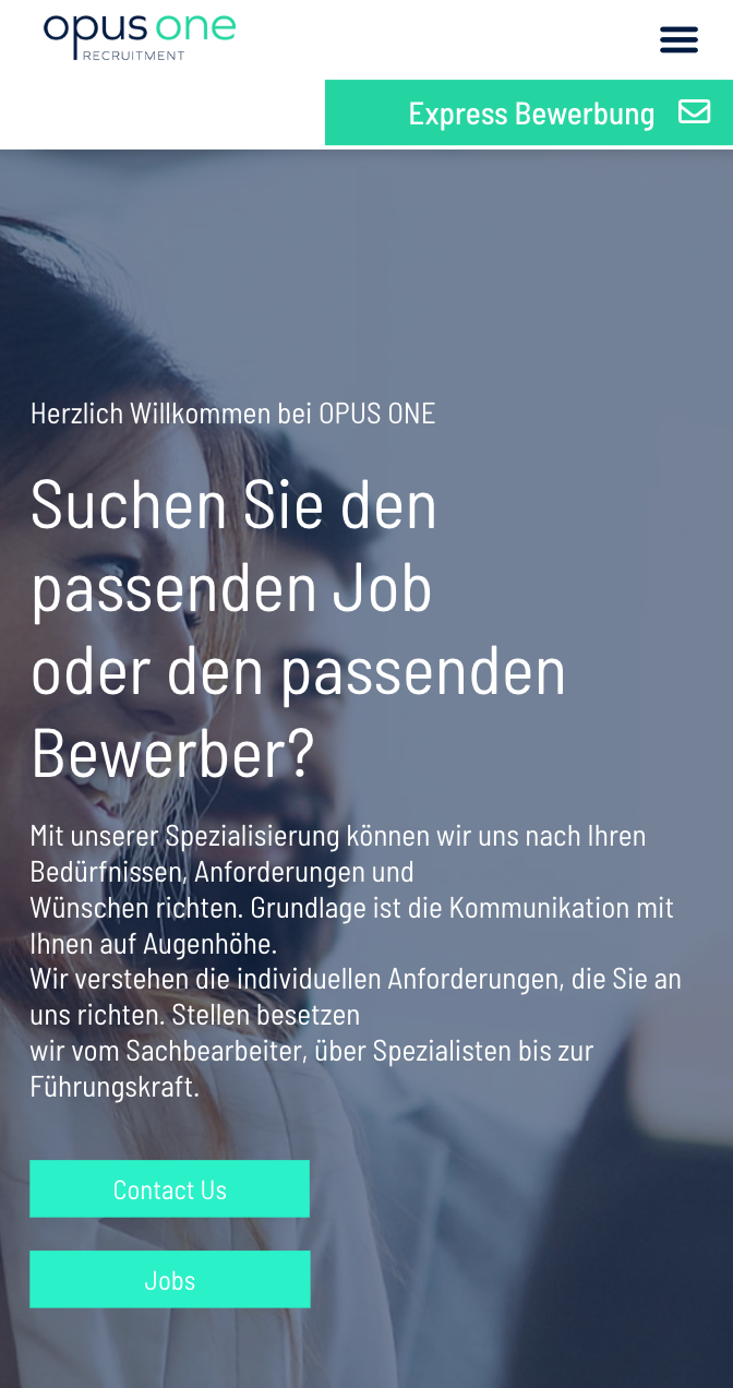 Das Bild zeigt einen Mobile Screenshot der vorgestellten Website