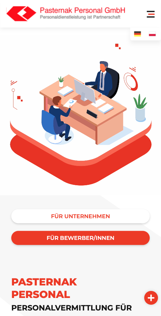 Das Bild zeigt einen Mobile Screenshot der vorgestellten Website