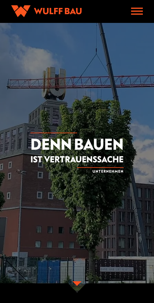 Das Bild zeigt einen Mobile Screenshot der vorgestellten Website