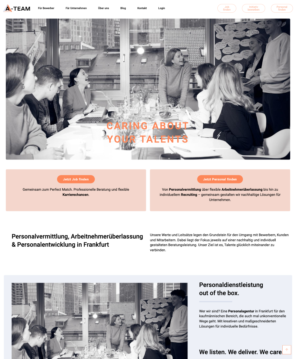 Das Bild zeigt einen Desktop Screenshot der vorgestellten Website