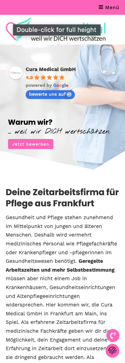 Das Bild zeigt einen Mobile Screenshot der vorgestellten Website