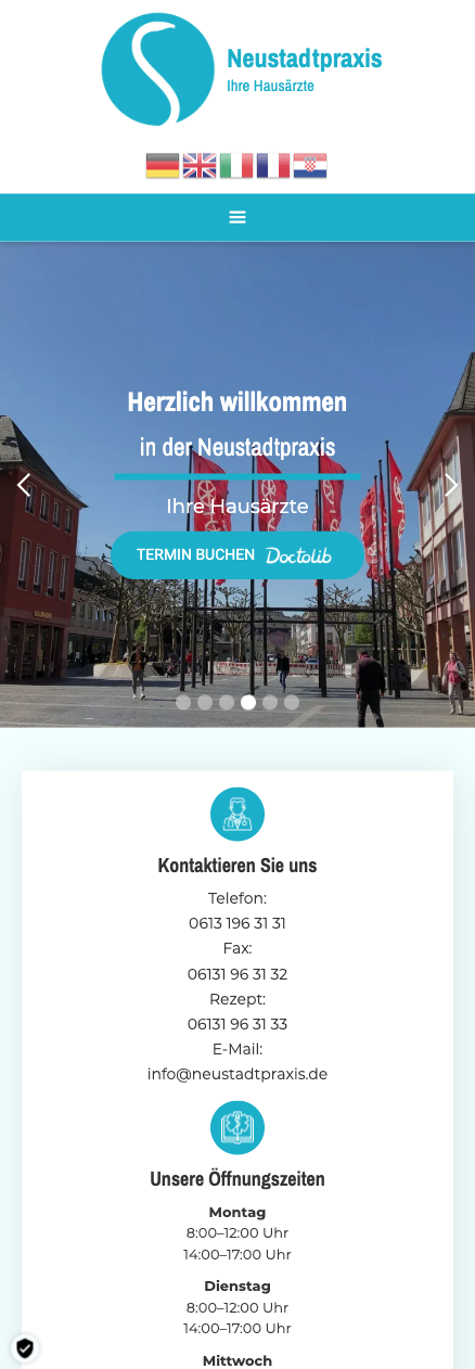 Das Bild zeigt einen Mobile Screenshot der vorgestellten Website