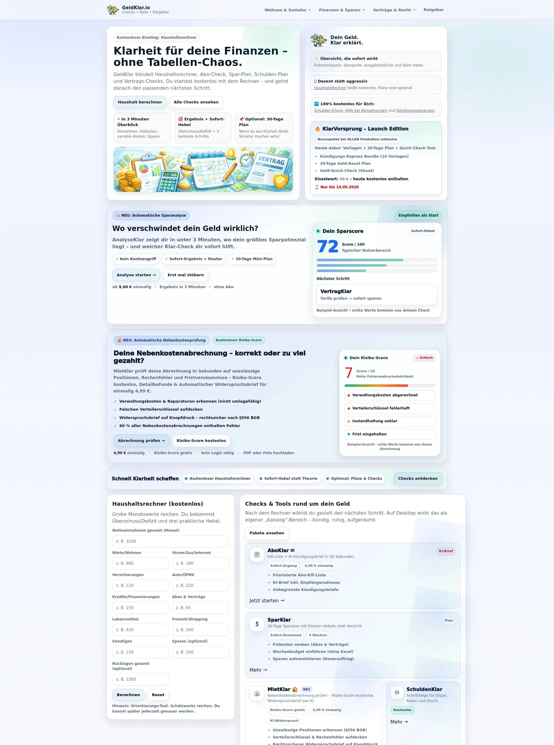 Das Bild zeigt einen Desktop Screenshot der vorgestellten Website