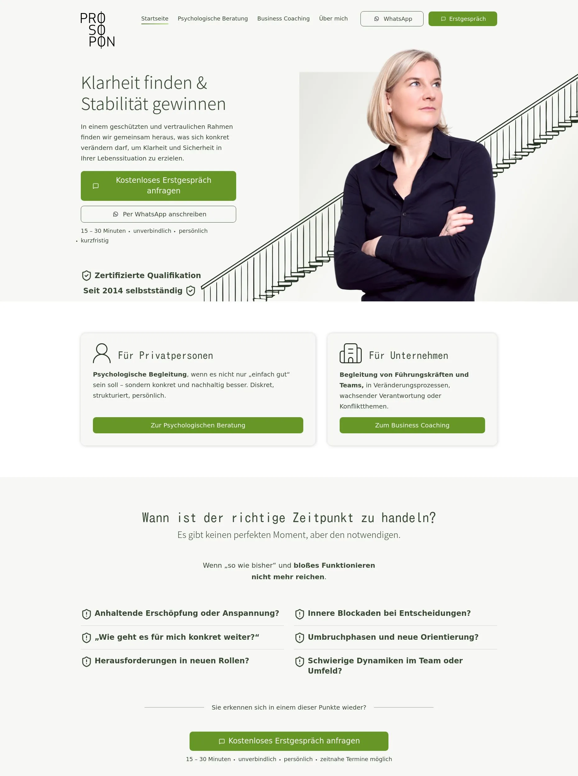 Das Bild zeigt einen Desktop Screenshot der vorgestellten Website