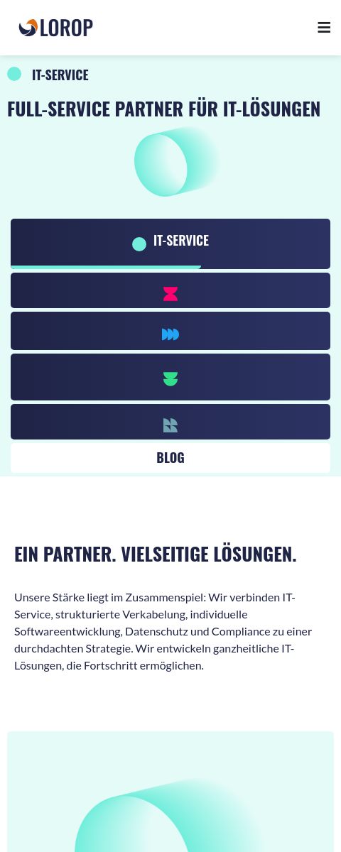 Website von LOROP, Berlin in der Mobilansicht