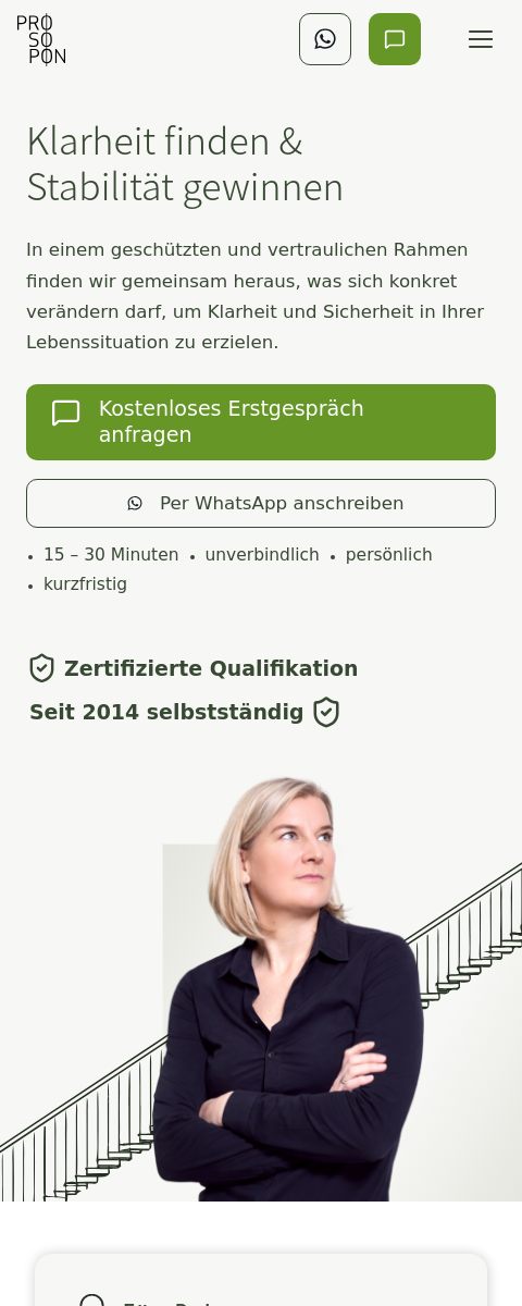 Das Bild zeigt einen Mobile Screenshot der vorgestellten Website