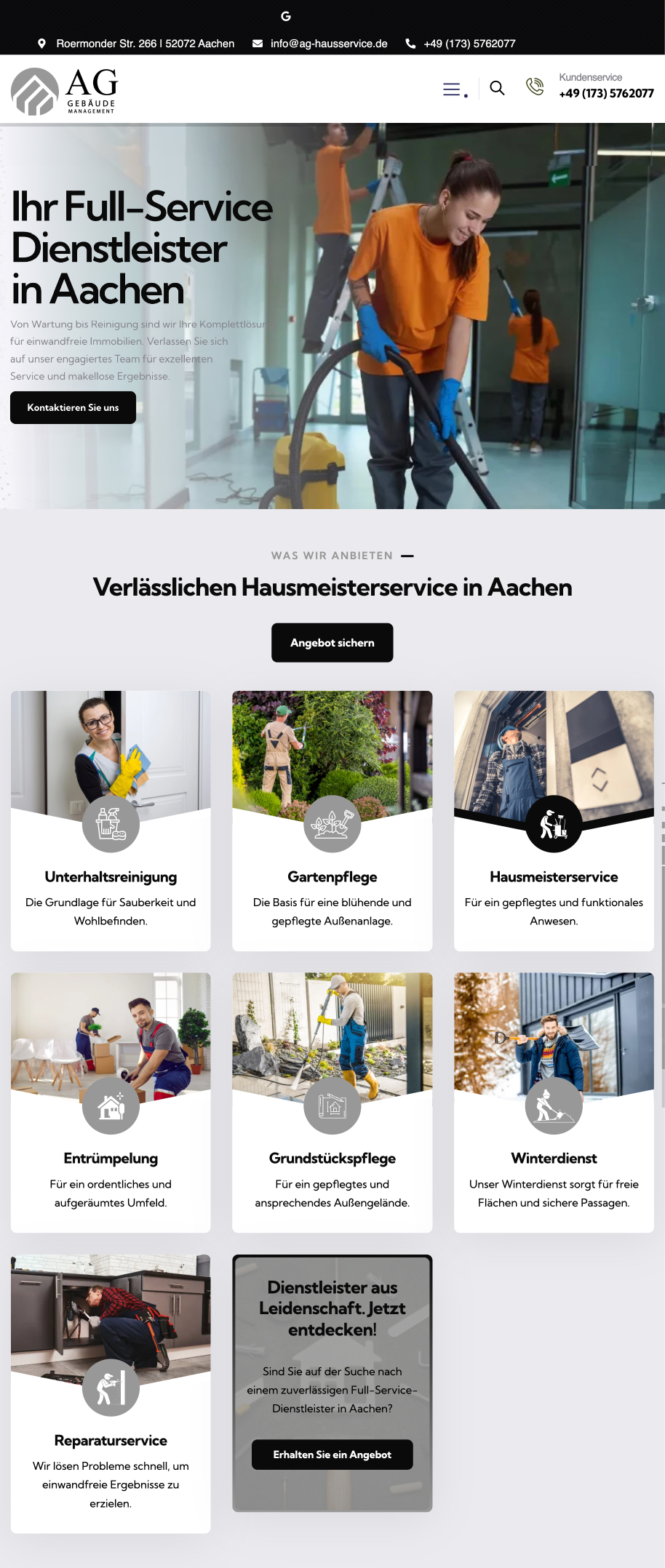 Website von AG Gebäudemanagement | Hausmeisterservice Aachen, Aachen in der Mobilansicht