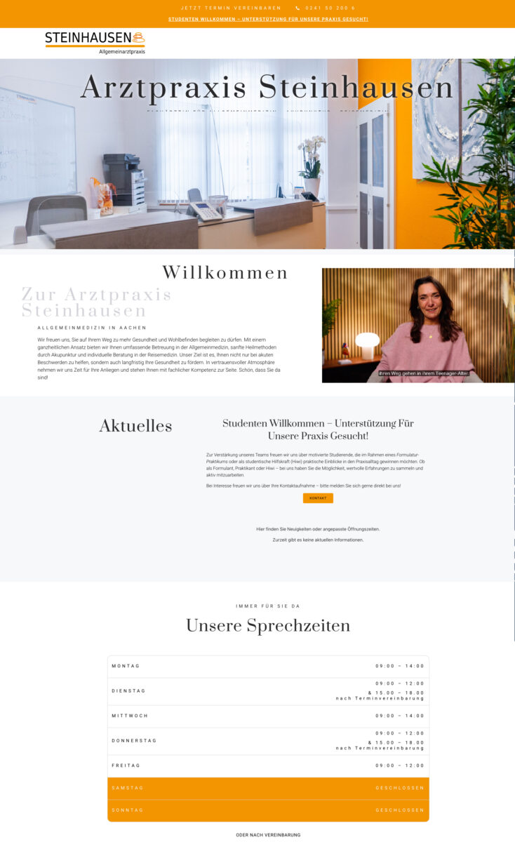 Das Bild zeigt einen Desktop Screenshot der vorgestellten Website