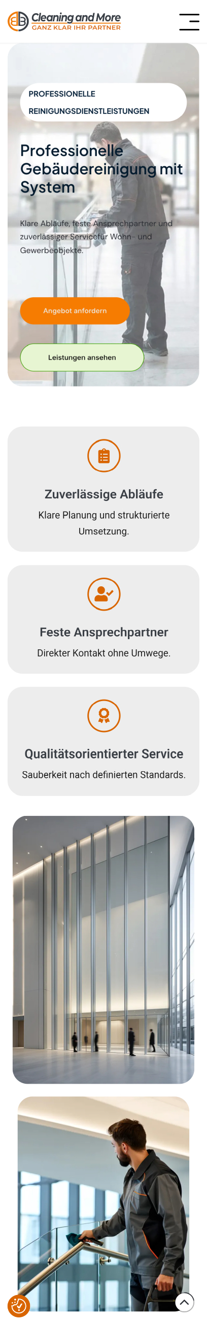 Website von BB Cleaning and More UG, Aachen in der Mobilansicht
