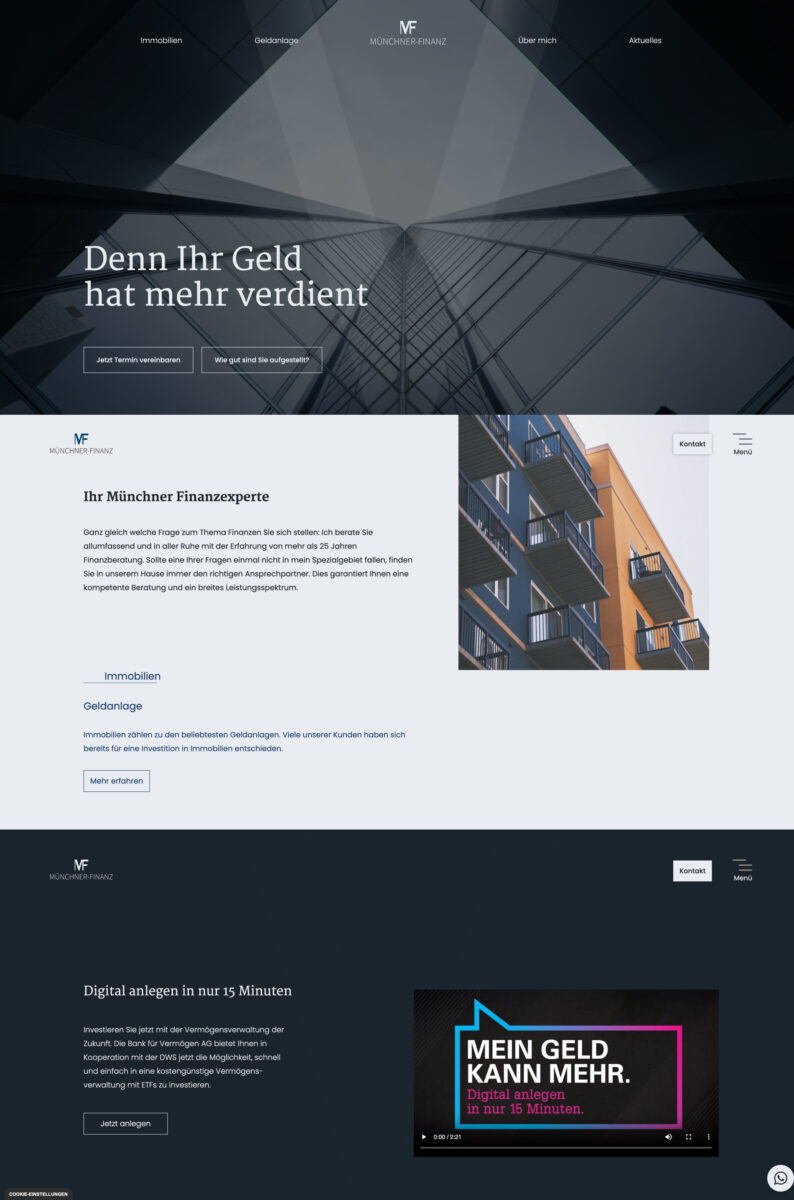 Das Bild zeigt einen Desktop Screenshot der vorgestellten Website