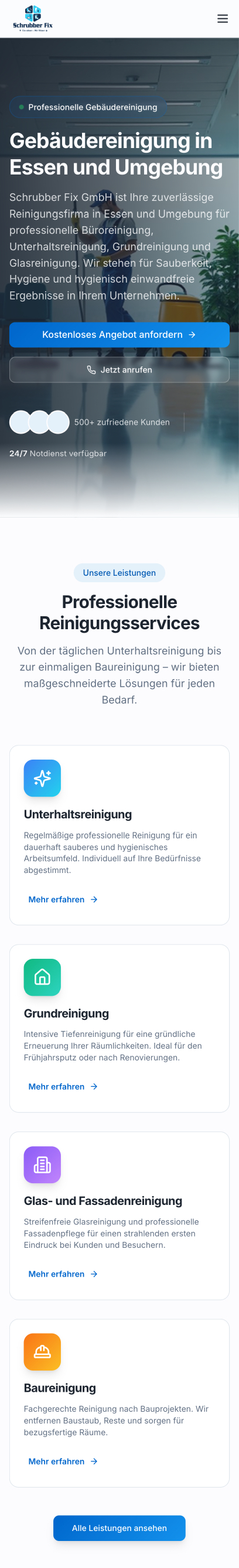 Website von Schrubber Fix GmbH, Essen in der Mobilansicht