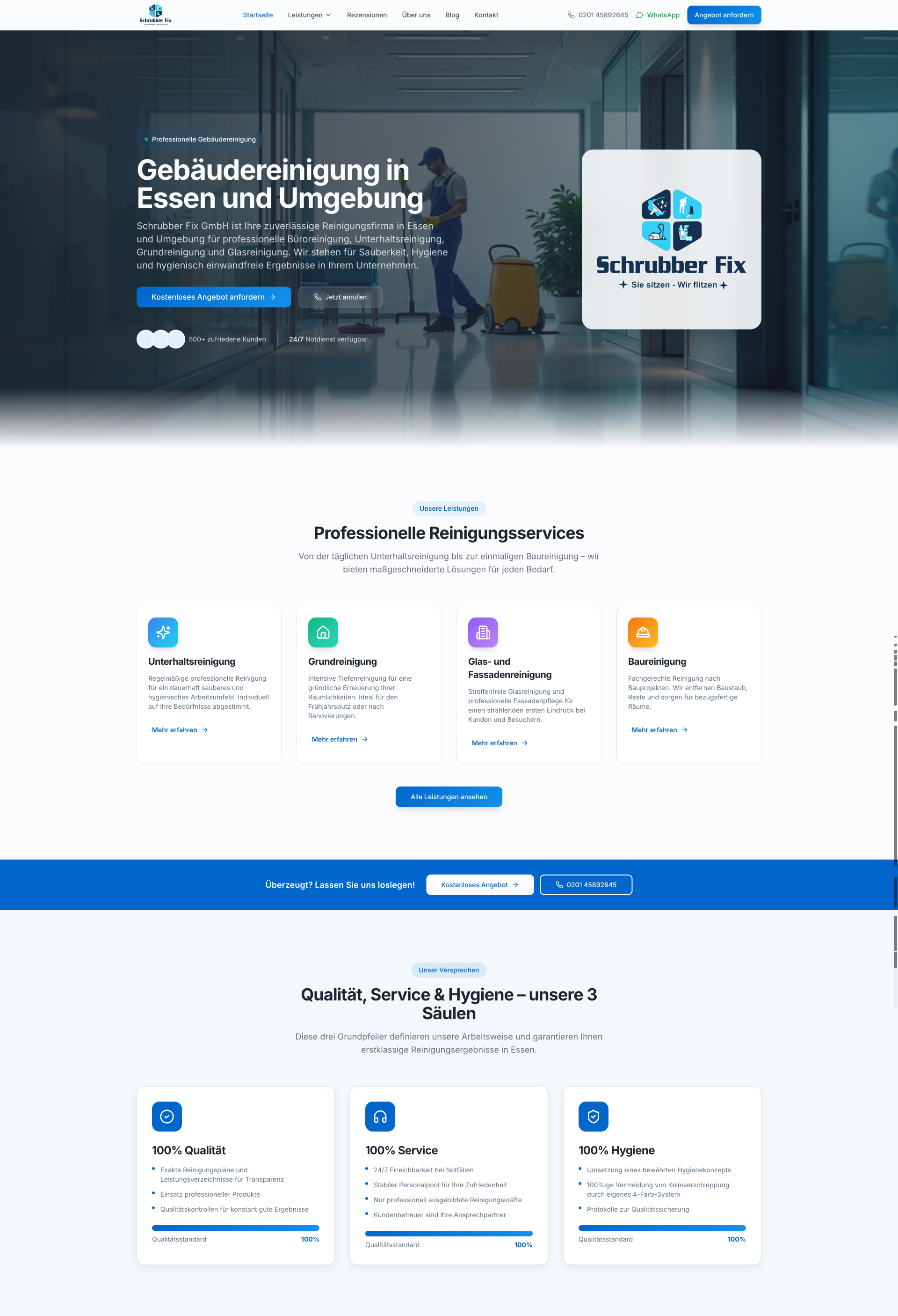 Website von Schrubber Fix GmbH, Essen in der Desktop-Ansicht