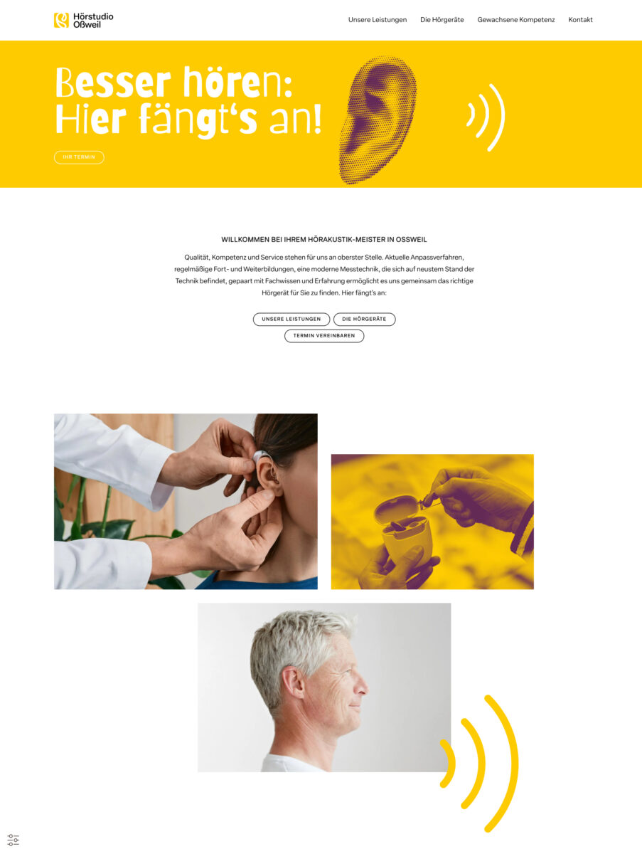 Das Bild zeigt einen Desktop Screenshot der vorgestellten Website