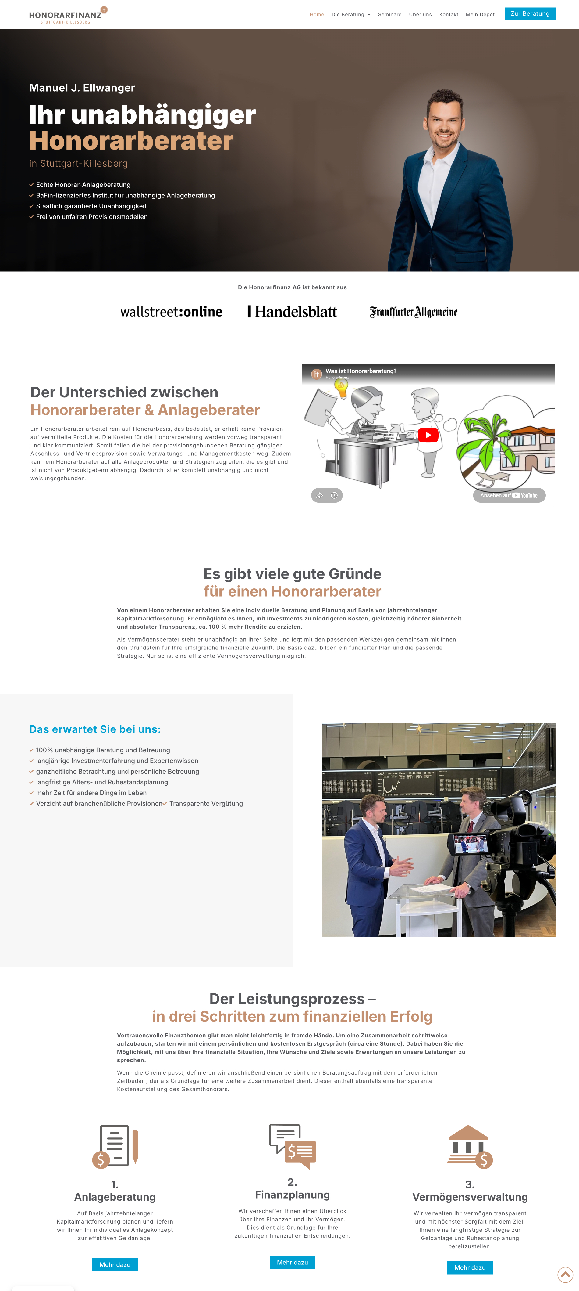 Website von Manuel J. Ellwanger, Stuttgart in der Desktop-Ansicht