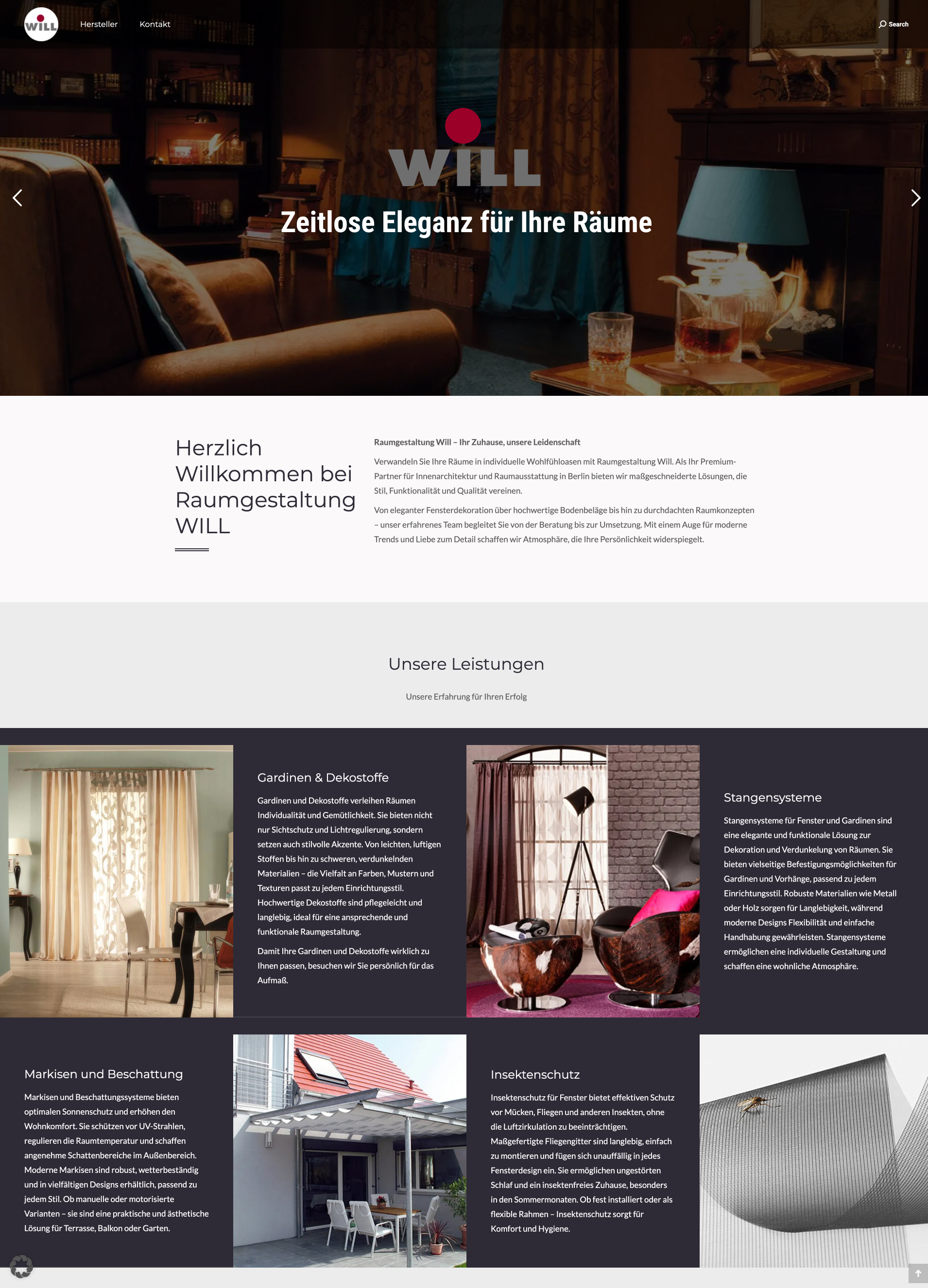 Website von Raumgestaltung Will, Berlin in der Desktop-Ansicht