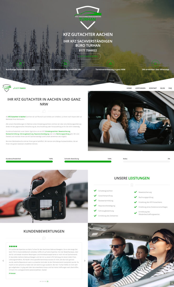 Das Bild zeigt einen Desktop Screenshot der vorgestellten Website