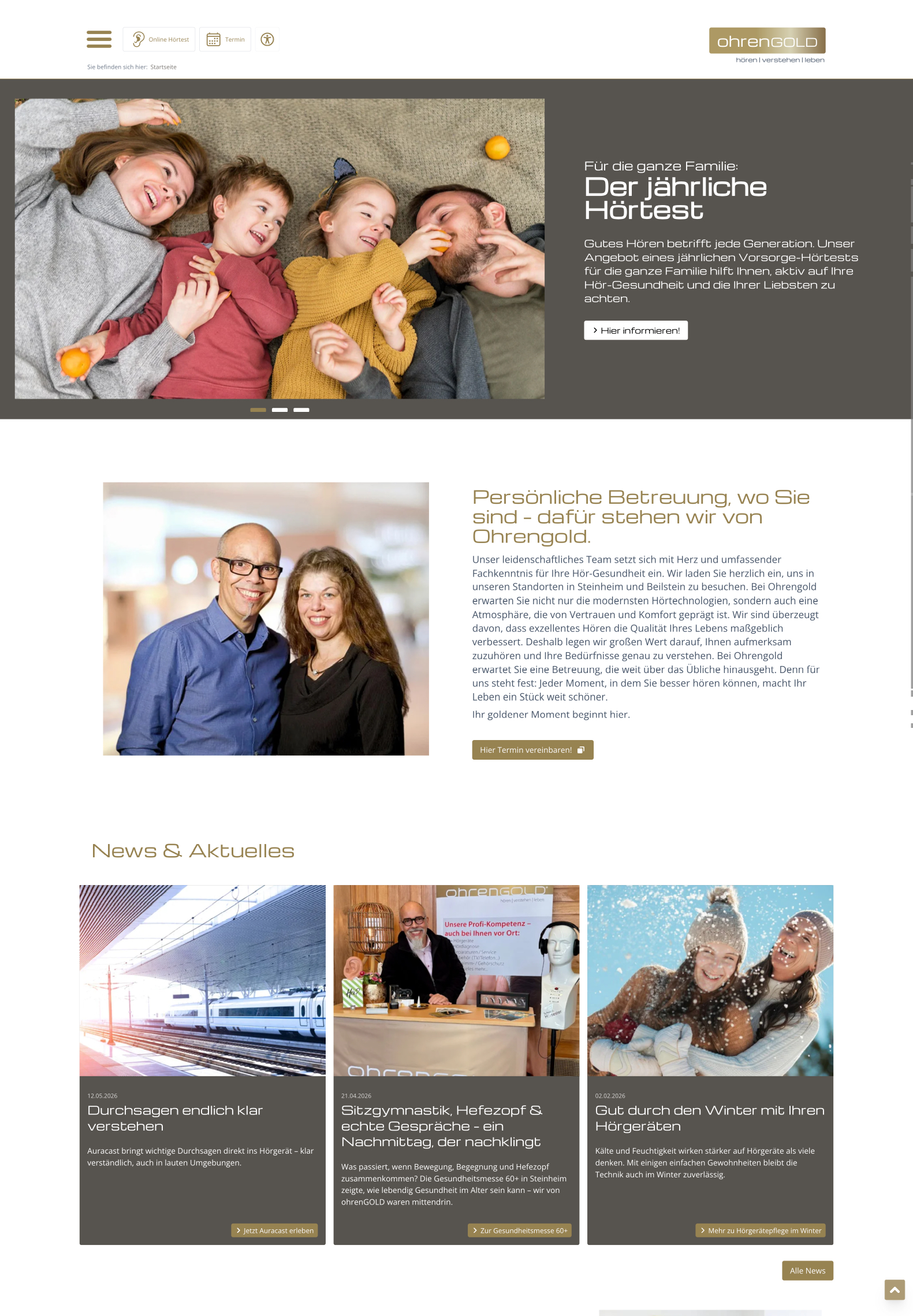 Website von ohrengold, Landkreis Ludwigsburg in der Desktop-Ansicht