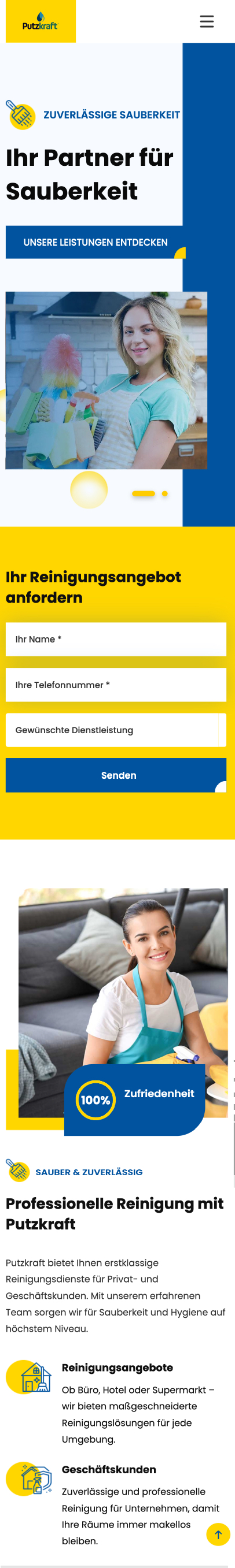 Website von Putzkraft, Mülheim an der Ruhr in der Mobilansicht
