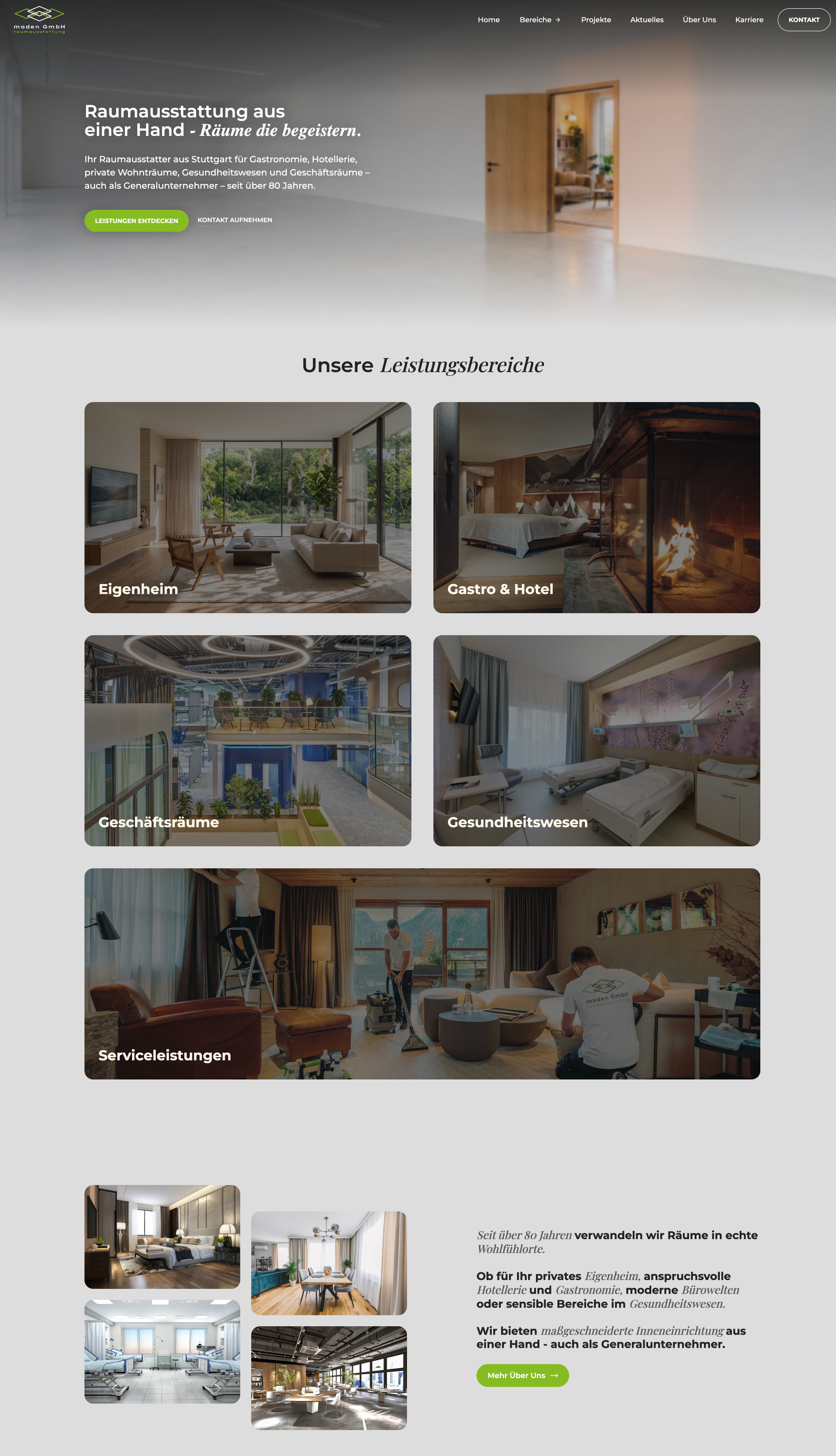 Website von Maden, Stuttgart in der Desktop-Ansicht