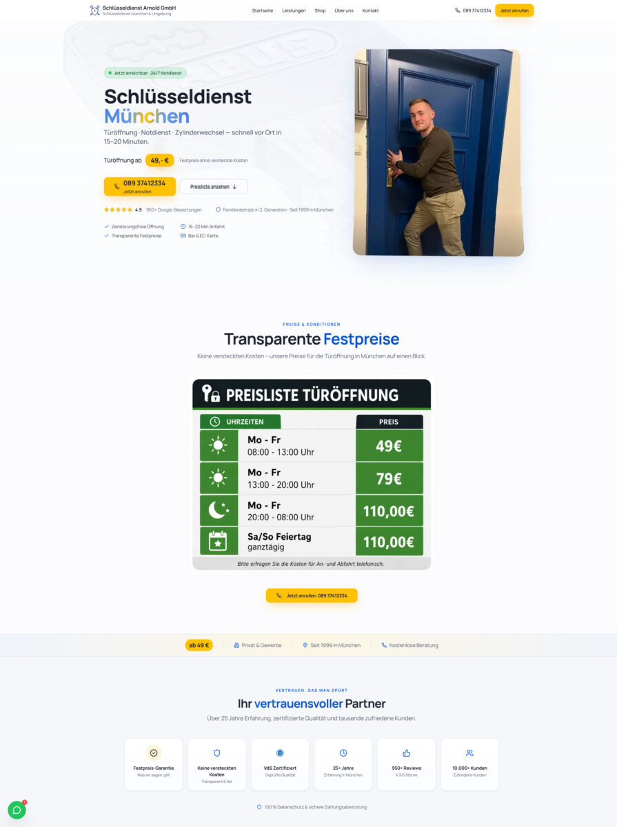 Das Bild zeigt einen Desktop Screenshot der vorgestellten Website
