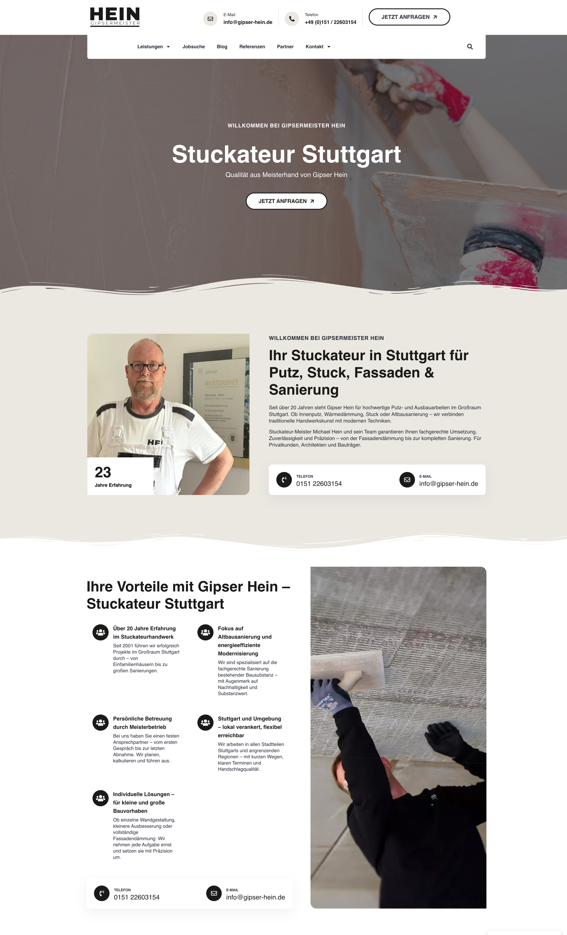 Das Bild zeigt einen Desktop Screenshot der vorgestellten Website